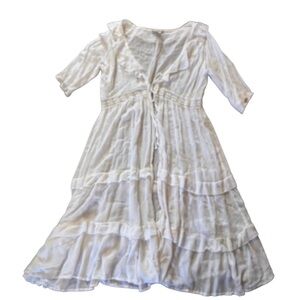 Charming White Rayon Cover up or shawl.  Casual. New. LARGE